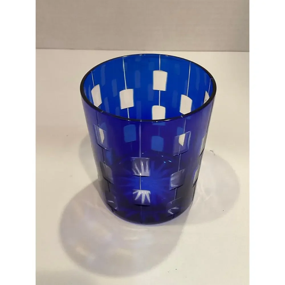 Bohemian Czech Crystal Cobalt Blue Tumblers by Ajka Crystal-Set of 3